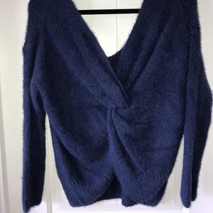 Navy Knotted Back Sweater